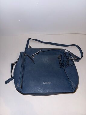 Calvin Klein Navy Pebbled Leather Crossbody Bag